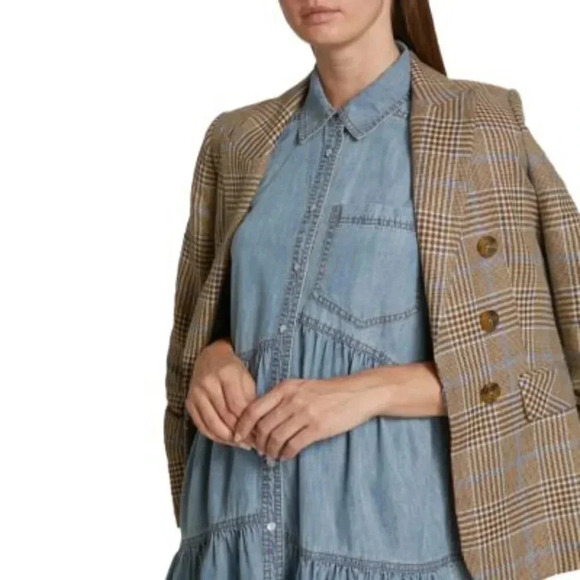 Veronica Beard Harrow Blue Chambray Denim Mini Dress, Sz 6 - Picture 3 of 11